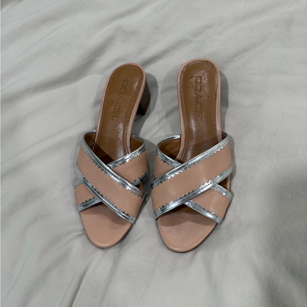 Coach Women's blush and Silver Heeled Sandals